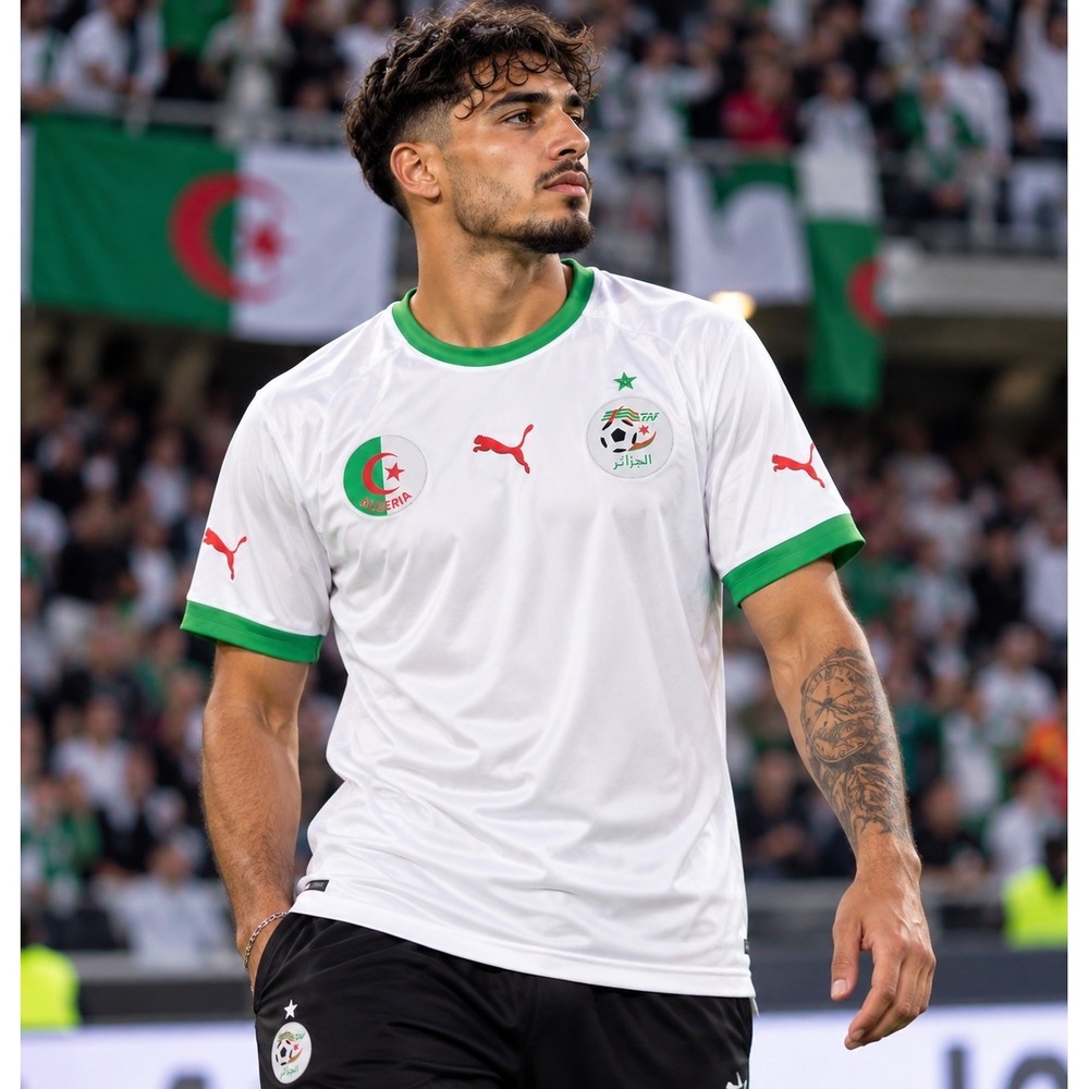 Puma Algeria National Team Soccer Jersey White 2XL Slim Fit Football soccer